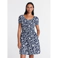 thumbnail image 1 of Time and Tru Women's Peasant Mini Dress With Puff Sleeves, Sizes XS-4X, 1 of 6