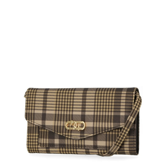 Time and Tru Women's Penelope Vinyl Crossbody Handbag, Plaid