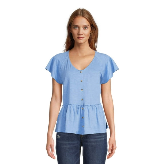 Time and Tru Women's Peplum Top, Sizes XS-XXXL