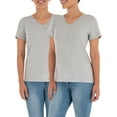 thumbnail image 1 of Time and Tru Women's Pima Cotton Blend V Neck Tee, 2-Pack, Sizes XS-XXXL, 1 of 6