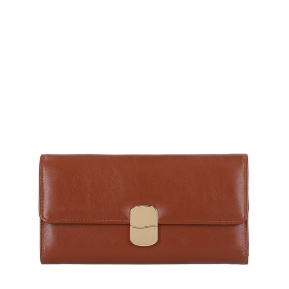 Time and Tru Women's Piper Clutch Wallet, Solid Cognac
