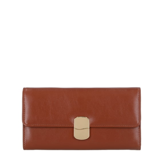 Time and Tru Women's Piper Clutch Wallet, Solid Cognac