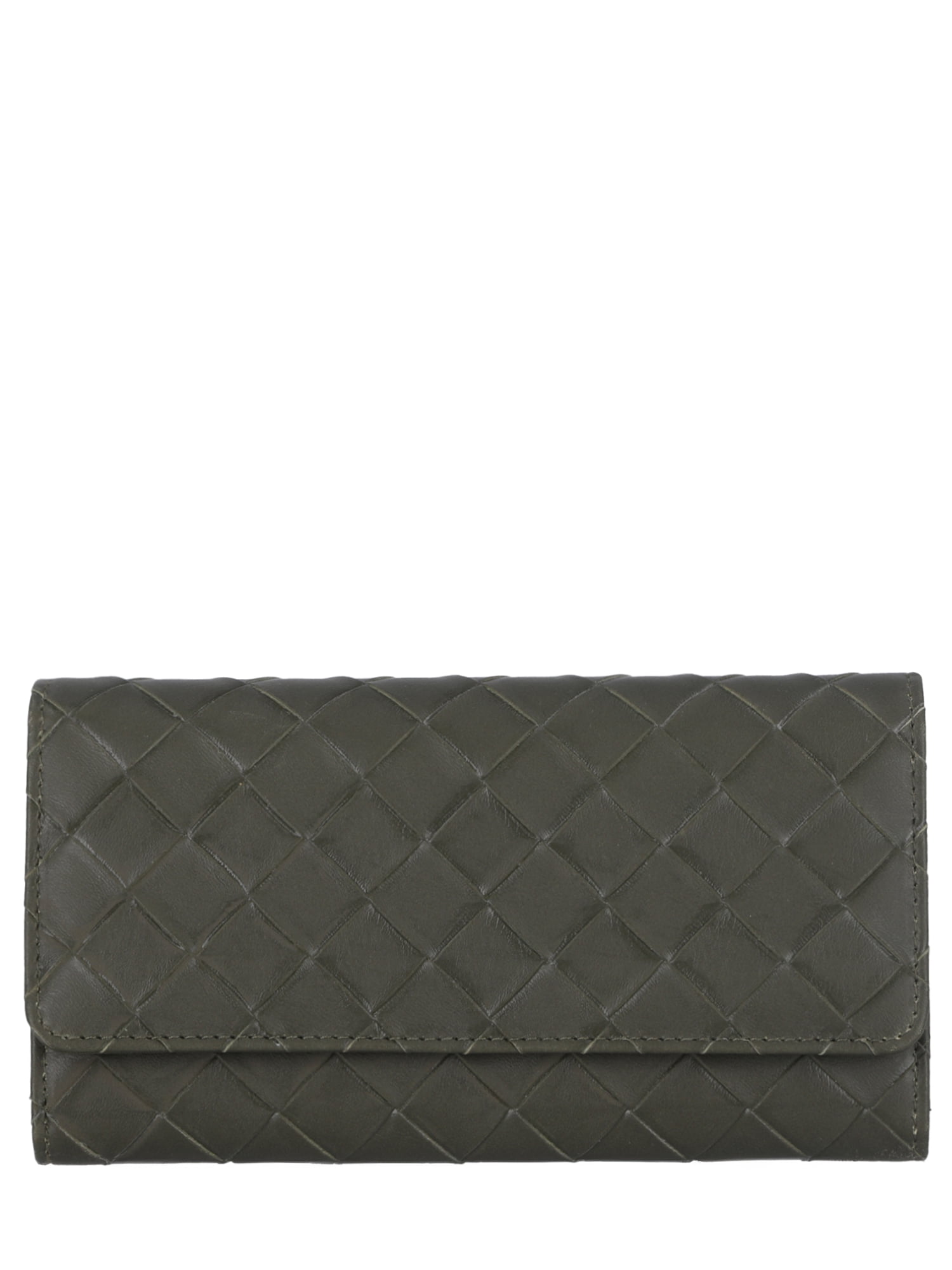 Time and Tru Women's Piper Clutch Wallet Vinyl Solid Olive