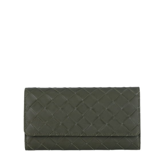 Time and Tru Women's Piper Clutch Wallet Vinyl Solid Olive