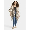 thumbnail image 1 of Time and Tru Women's Plaid Ruana Coverup, One Size, White, 1 of 4