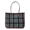 thumbnail image 1 of Time and Tru Women's Plaid Tote Bag, Navy, 1 of 7