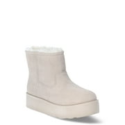 Time and Tru Women's Genuine Suede Platform Cozy Boots, Sizes 6-11