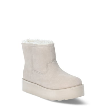 Time and Tru Women's Genuine Suede Platform Cozy Boots, Sizes 6-11