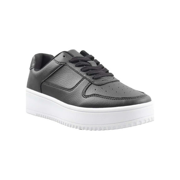 Time and Tru; Women's Platform Sneakers Lace-up Closure, Wide Width White, Size 8