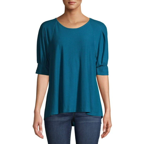 Time and Tru Women's Pleated Back Top - Walmart.com