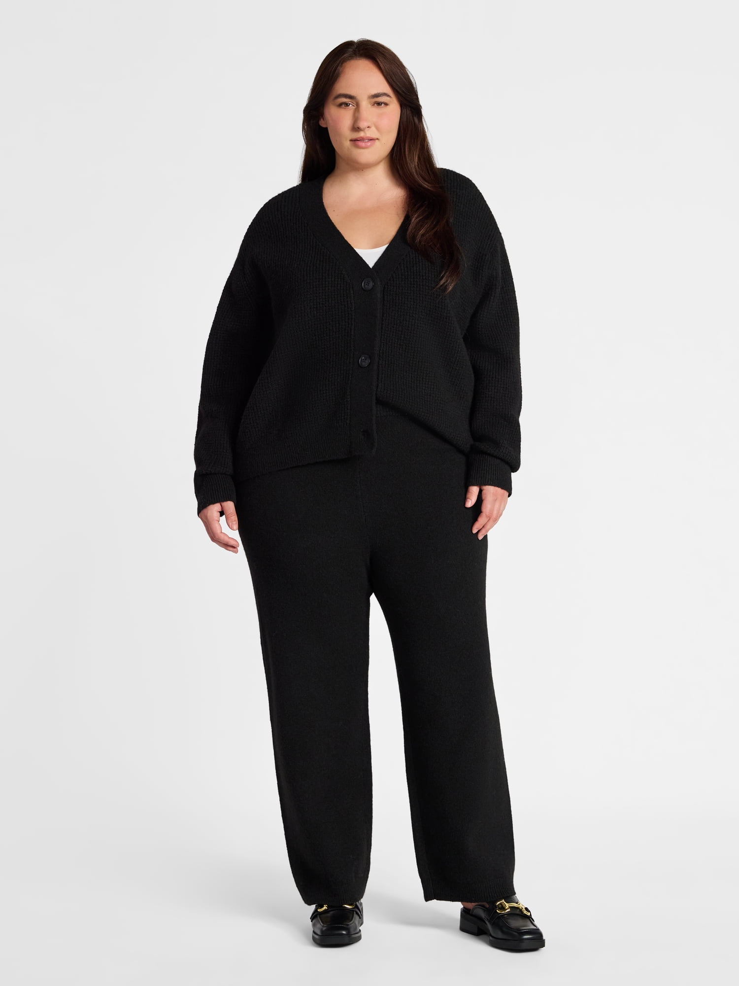 Time and Tru Women's and Women's Plus Cardigan and Pants Sweater Set, 2-Piece, Sizes XS-4X