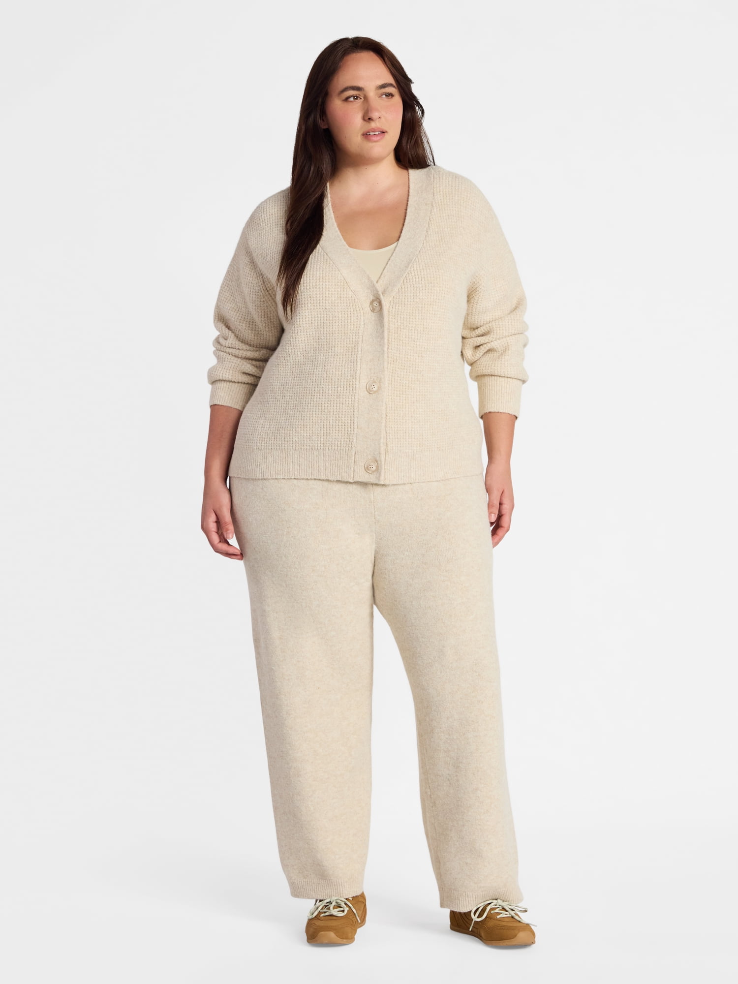 Time and Tru Women's and Women's Plus Cardigan and Pants Sweater Set, 2-Piece, Sizes XS-4X