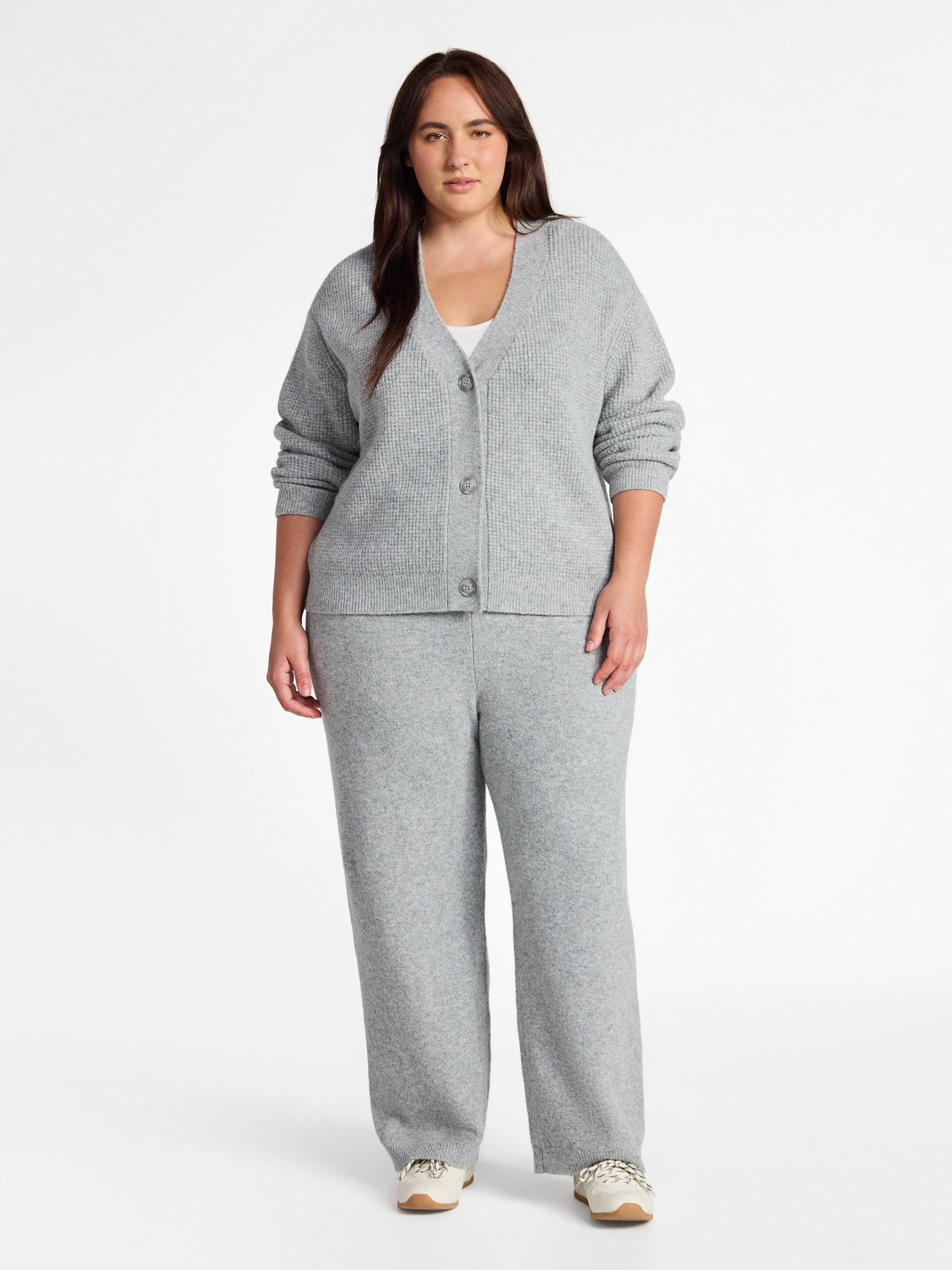 Time and Tru Women's and Women's Plus Cardigan and Pants Sweater Set, 2-Piece, Sizes XS-4X