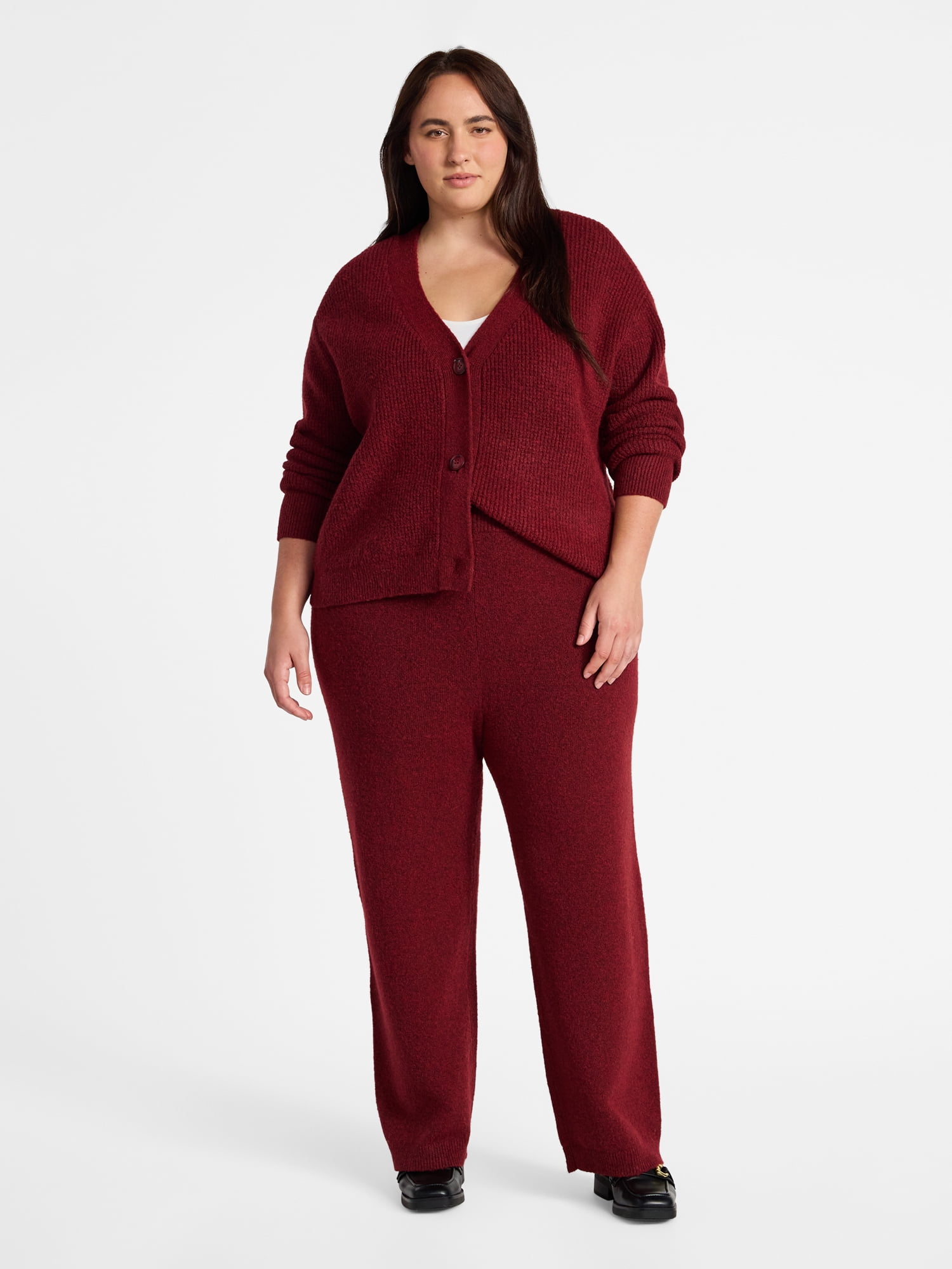 Time and Tru Women's and Women's Plus Cardigan and Pants Sweater Set, 2-Piece, Sizes XS-4X