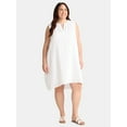 thumbnail image 1 of Time and Tru Women's Plus Cotton Double Cloth Shift Dress, Sizes 1X-4X, 1 of 4