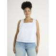 thumbnail image 1 of Time and Tru Women's Plus Cotton Eyelet Leaf Pattern Tank Top, 1X-4X, 1 of 5