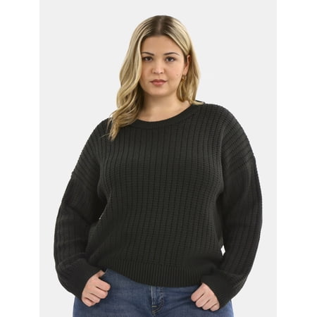 Time and Tru Women's and Women’s Plus Textured Stitch Sweater, Midweight, Sizes XS-4X