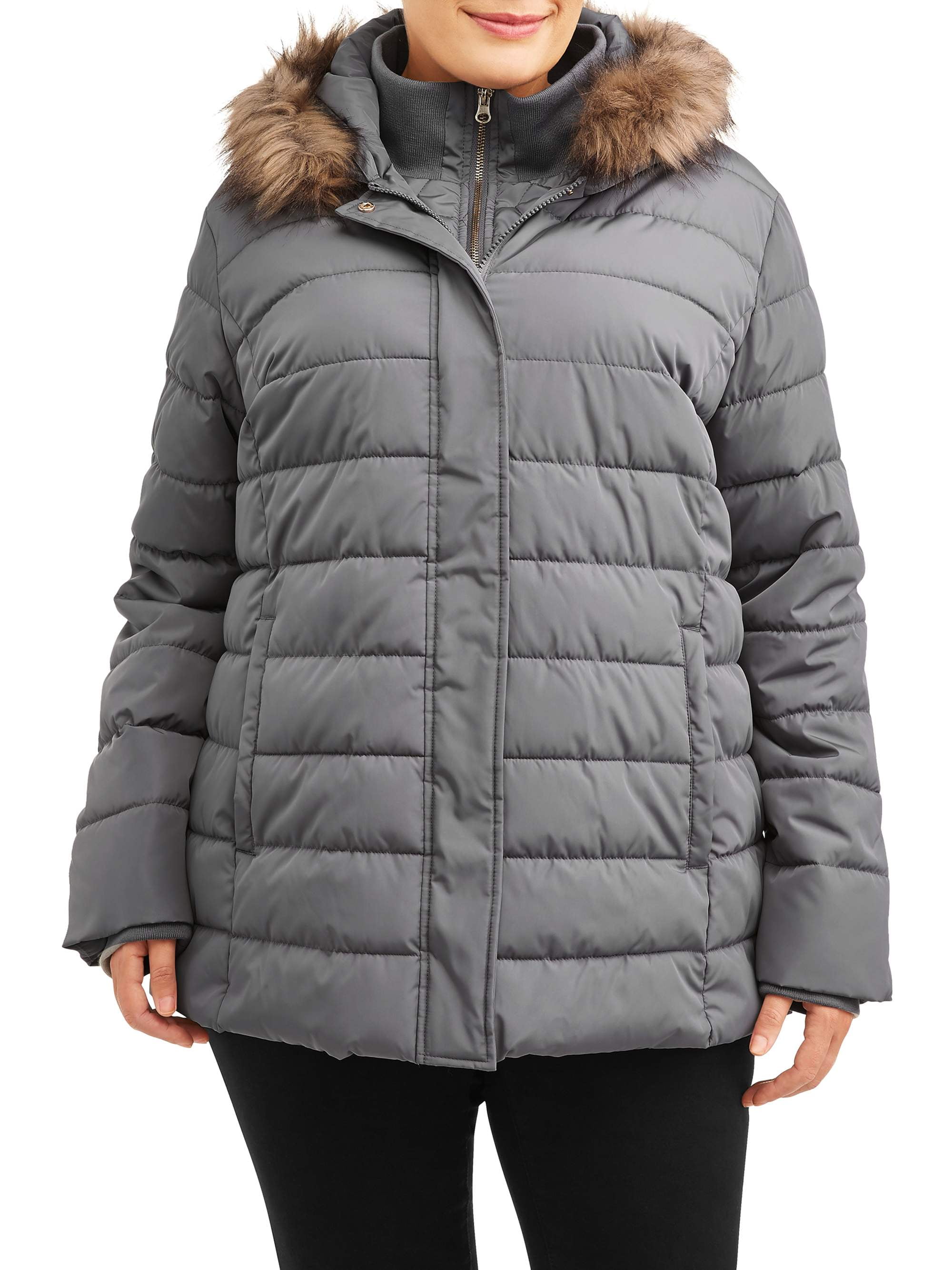 Women's Plus Quilted Puffer Coat with Hood Time Puerto Rico Ubuy