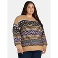 thumbnail image 1 of Time and Tru Women's and Women's Plus Fair Isle Pullover Sweater, Midweight, Sizes XS-4X, 1 of 6