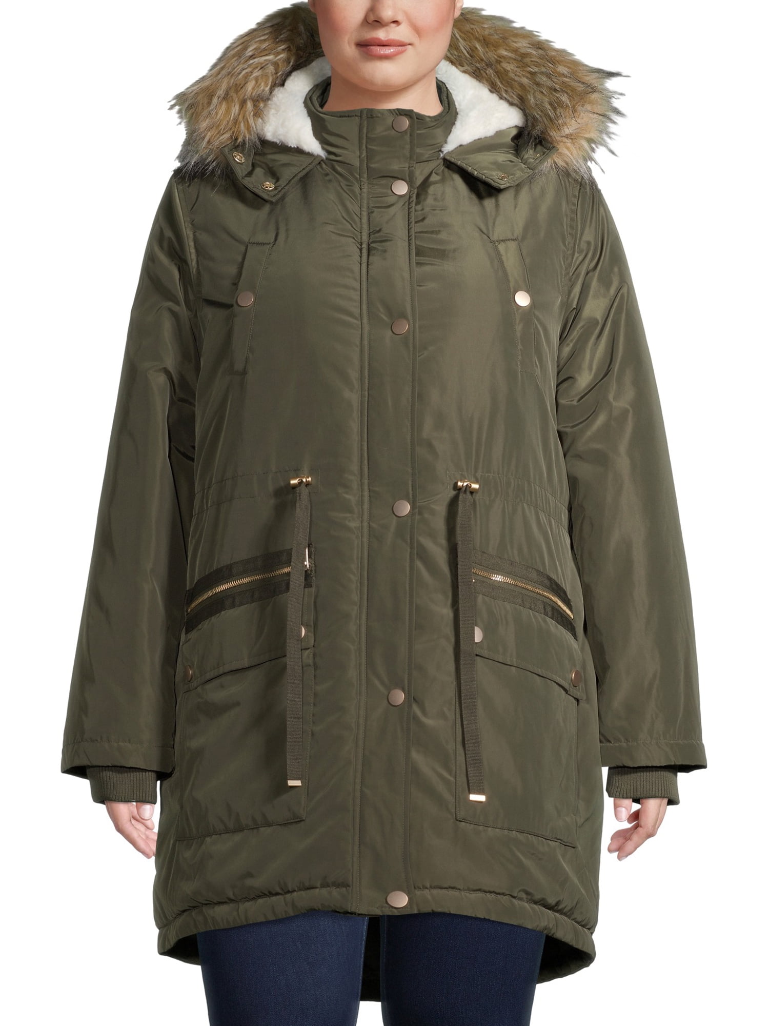 Furry anorak with a hood deals