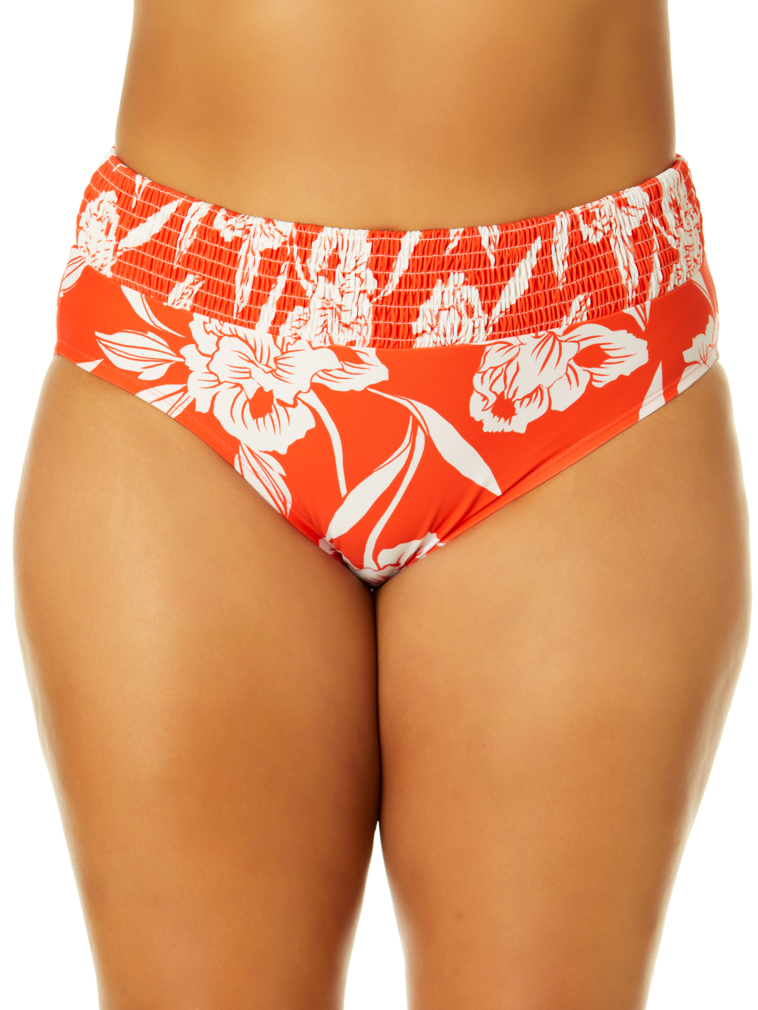 Time and Tru Women's Plus Size Mid Rise Smocked Swim Bottoms - image 1 of 5