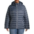 Time and Tru Women's Plus Size Packable Puffer Jacket with Hood