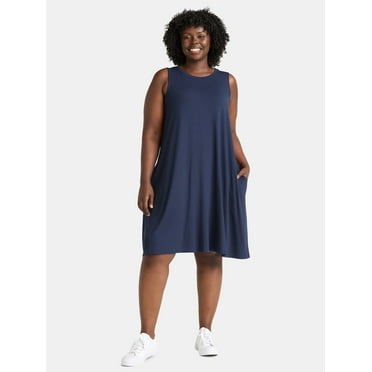 Time and Tru Women's Plus Sleeveless Knit Swing Dress, Sizes 1X-4X