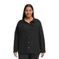 thumbnail image 1 of Time and Tru Women's Plus Size Snap Front Shacket, Sizes XS-3X, 1 of 6