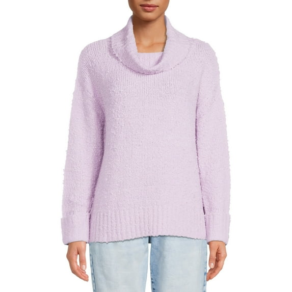 Time and Tru Women's Plush Cowl Neck Pullover Sweater