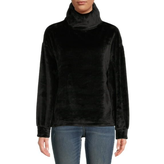 Time and Tru Women's Plush Cowl Neck Pullover