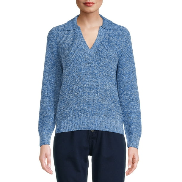 Time and Tru Women's Polo Sweater - Walmart.com
