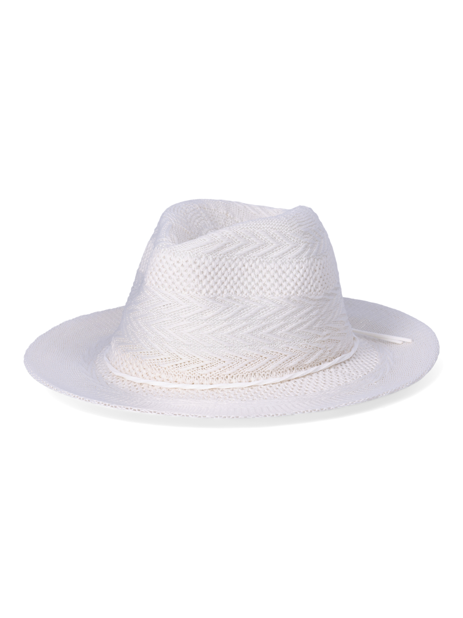 Time and Tru Women's Polyester Knit Fedora, Ivory
