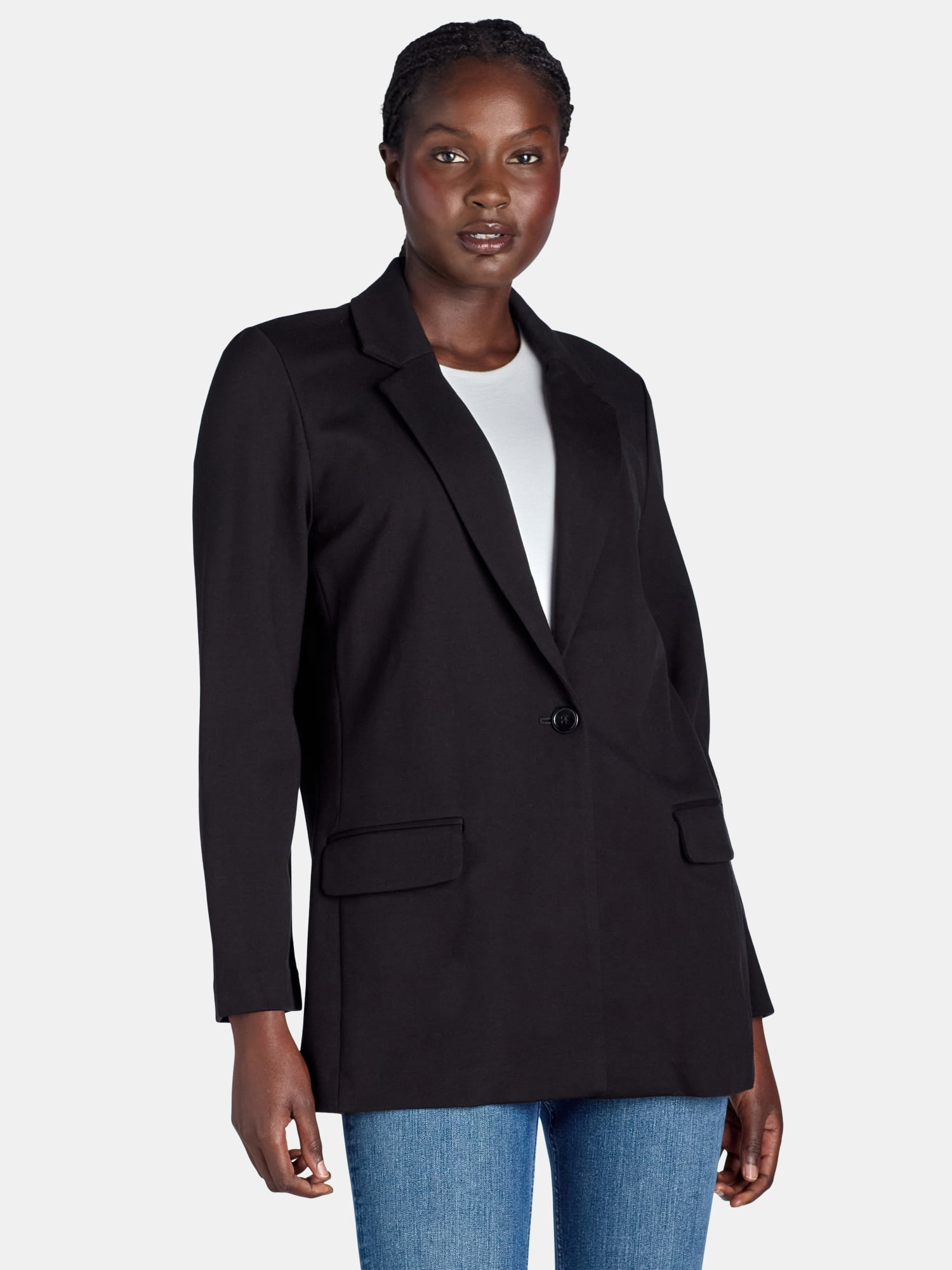 Time and Tru Women's Ponte Knit Blazer, Sizes XSXXXL