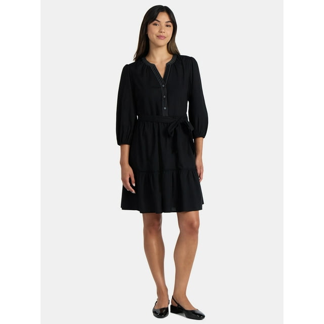 Time and Tru Women #39 s Poplin Shirt Dress with Long Sleeves Sizes XS Time and Tru Women #39 s Poplin Shirt Dress with Long Sleeves Sizes XS