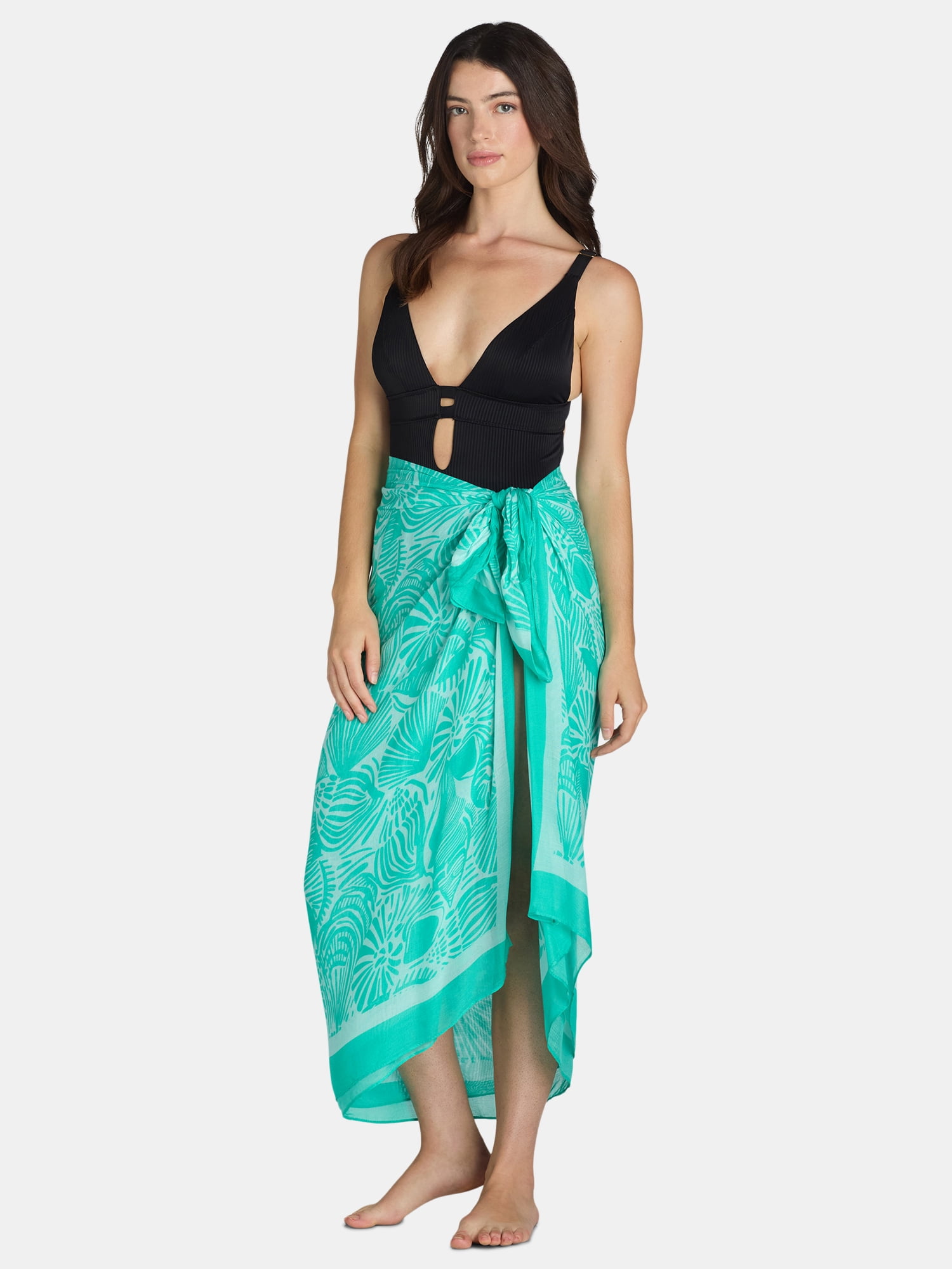 Time and Tru Women's Print Pareo, One Size, Green Waterfall - Walmart.com