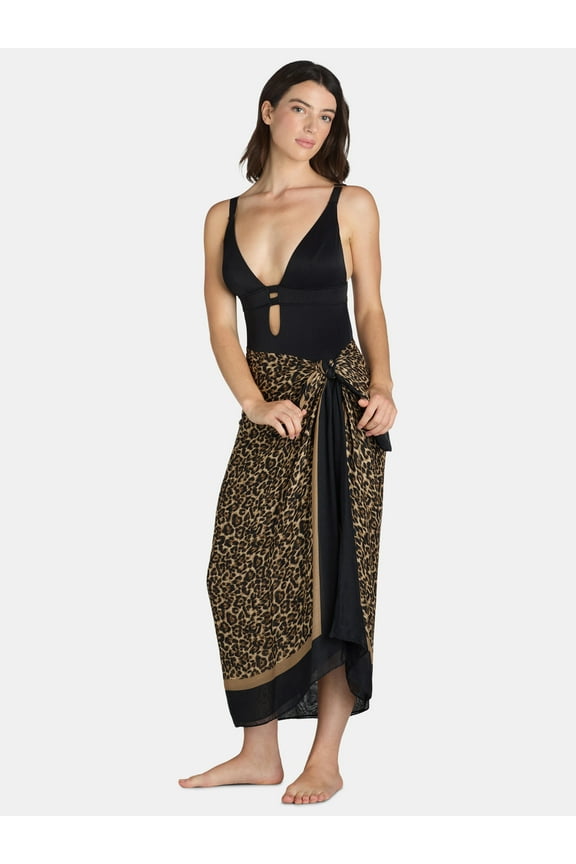 Women's Print Pareo, One Size, Leopard