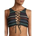 thumbnail image 1 of Time and Tru Women's Printed High Neck Lace Up Swimsuit Top, 1 of 6