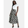 thumbnail image 1 of Time and Tru Women's Printed Tiered Midi Skirt, Sizes XS-XXXL, 1 of 4