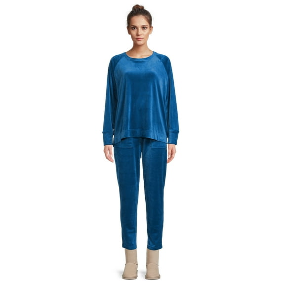 Time and Tru Women's Promo Velour Top and Pant Set, 2 Piece