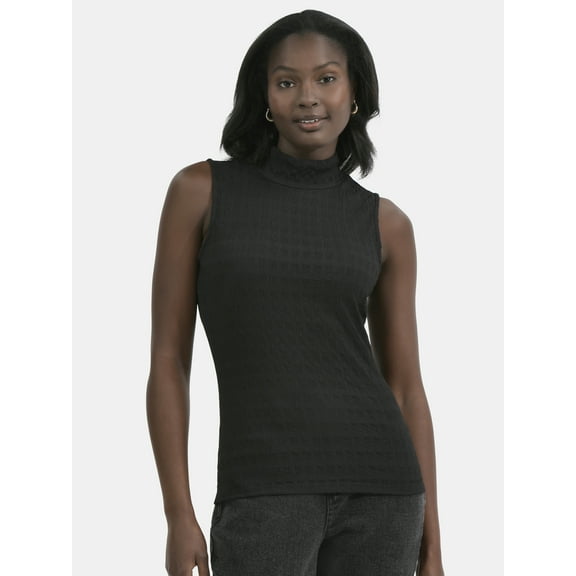 Time and Tru Women's Pucker Mock Neck Top, XS-XXXL