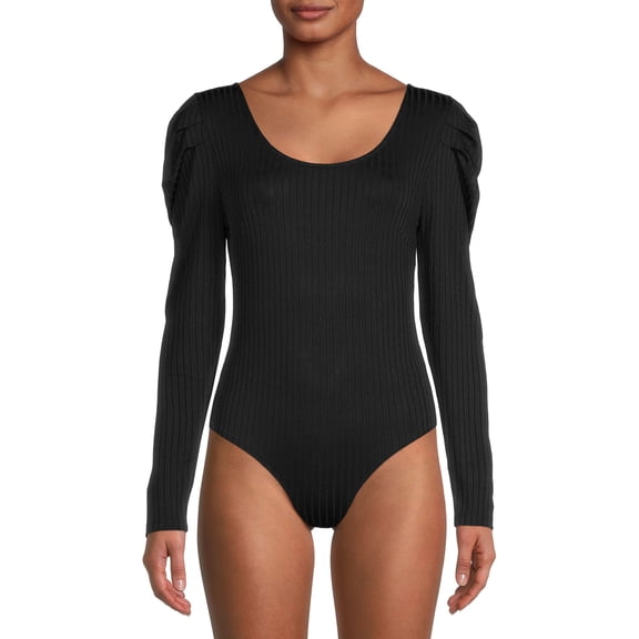 Time and Tru Women's Puff Sleeve Bodysuit