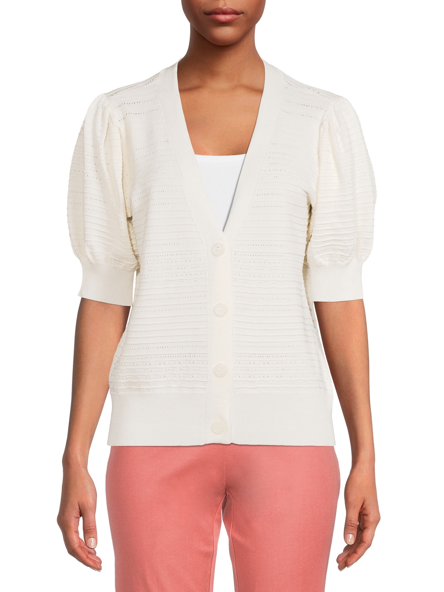 トップス andwang Puff sleeve cardigan Neutral Puff Sleeve Cardigan | WHISTLES | Whistles US |