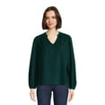 thumbnail image 1 of Time and Tru Women's Puff Sleeve Corduroy Top, Sizes XS-XXXL, 1 of 5
