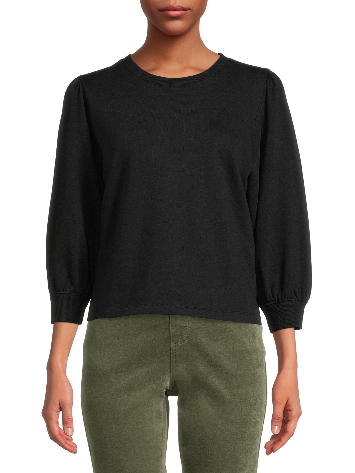 Time and Tru Women's Puff Sleeve Sweatshirt