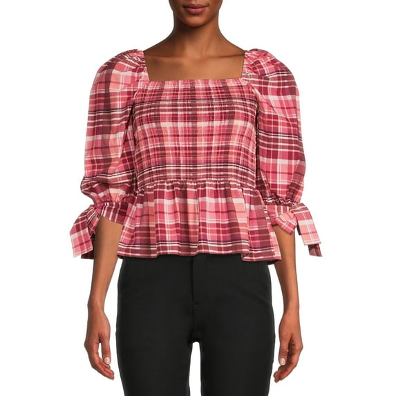 Time and Tru Women's Puff Sleeve Top