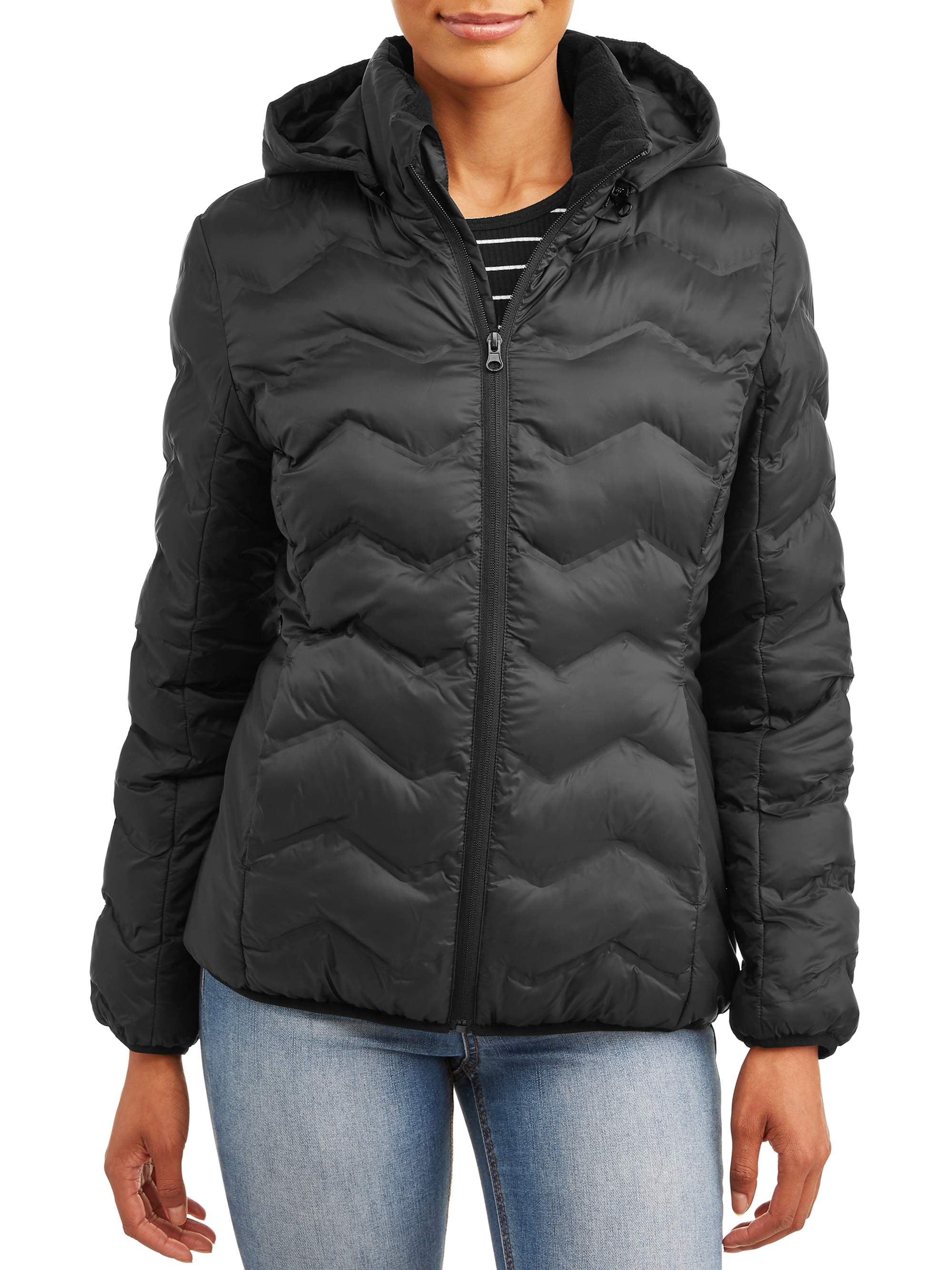 Time and Tru Women's Puffer Coat with Hood - Walmart.com