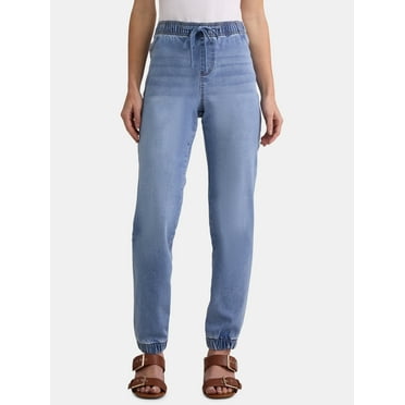 Time and Tru Women's Pull On Denim Joggers, 28.5" Inseam, Sizes XS-XXXL