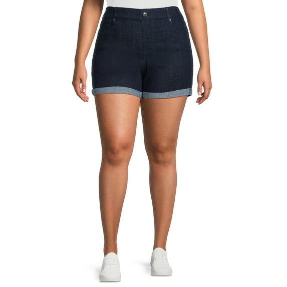 Time and Tru Women's Pull-On Denim Shorts, 5" Inseam, Sizes XS-XXL