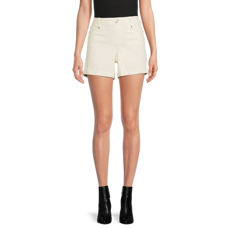 Women's pull on denim shorts top