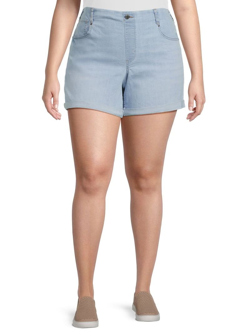 Time and Tru Women's Pull-On Denim Shorts, 5